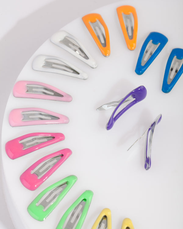 Kids Multicoloured Coated Metal Hair Clip 6-Pack
