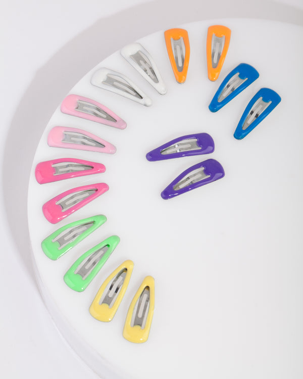 Kids Multicoloured Coated Metal Hair Clip 6-Pack