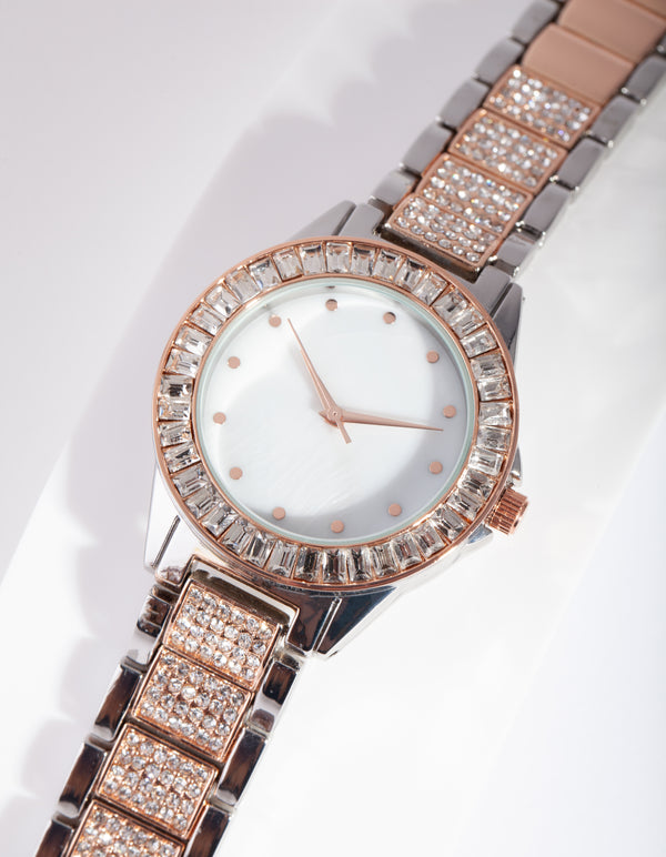 Mixed Metal Bling Watch
