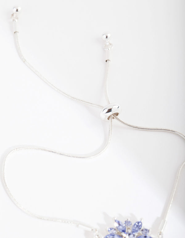 Lavender Diamond Simulant Flower Toggle Bracelet