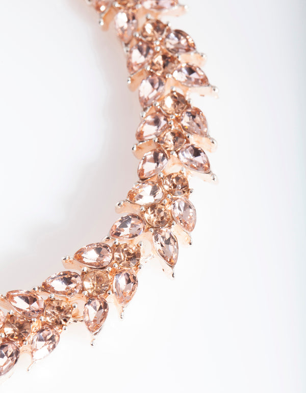 Rose Gold Diamante Petal Bracelet