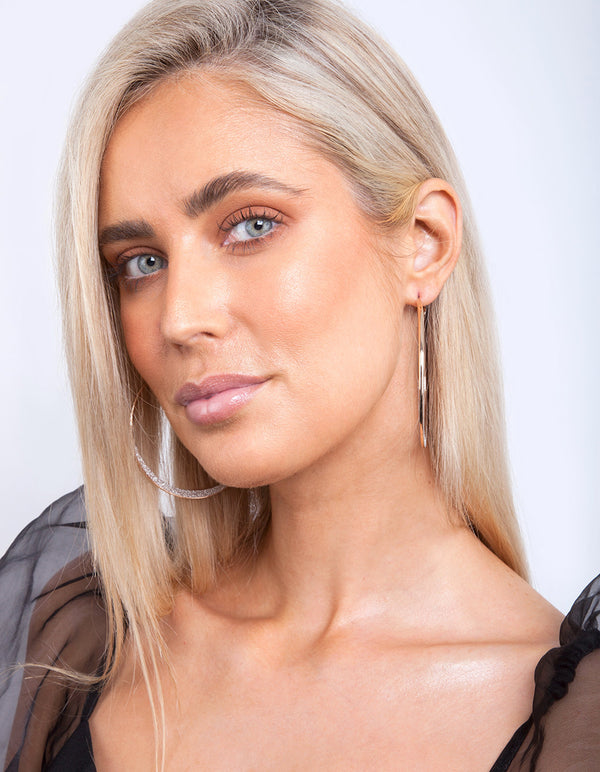 Large Gold Glitter Edge Hoop Earrings