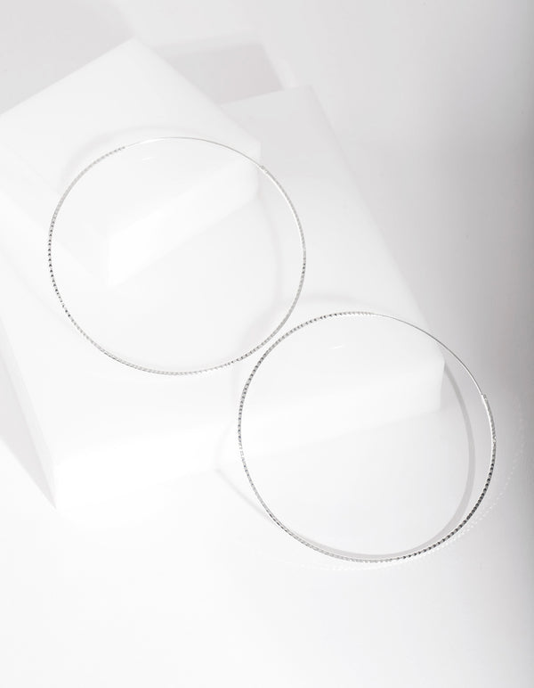 Sterling Silver 60mm Diacut Hoop Earrings