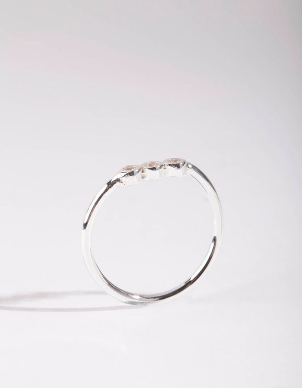 Sterling Silver Triple Diamante Ring
