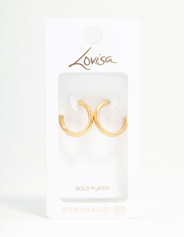 Gold Plated Sterling Silver Chubby Hoop Earrings