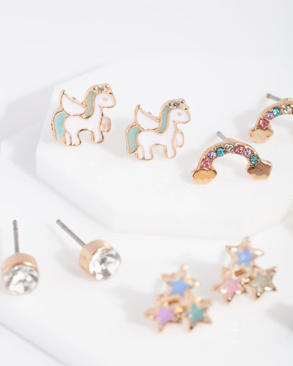 Kids Rainbow Stud Earring 6-Pack
