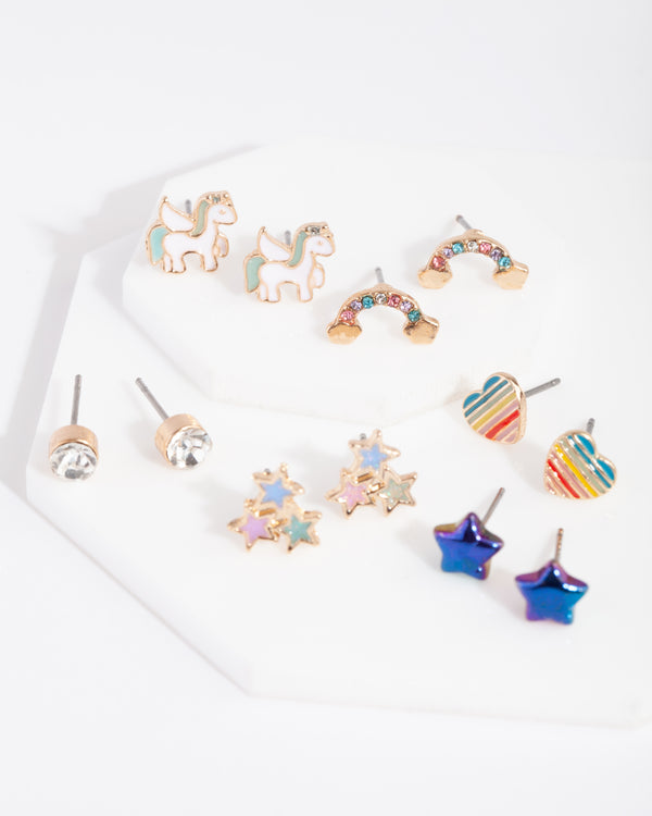 Kids Rainbow Stud Earring 6-Pack