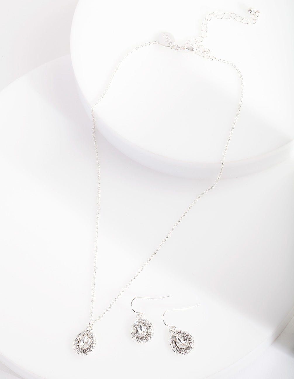 Diamond Simulant Teardrop Earrings & Necklace Set