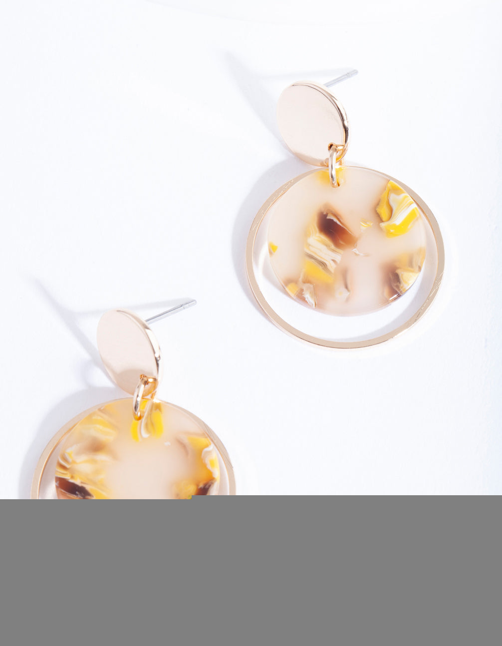 Gold Yellow Circle Disc Earrings