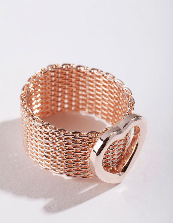 Rose Gold Thick Chain Heart Ring