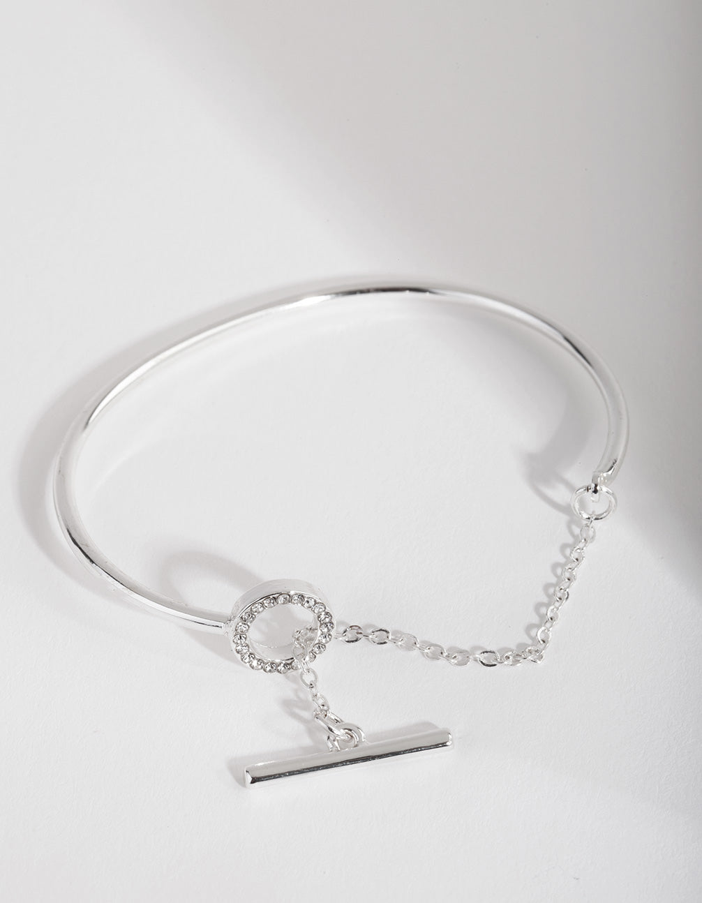 Silver Diamante Link Cuff Bracelet