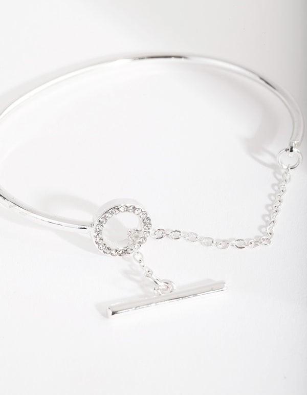 Silver Diamante Link Cuff Bracelet