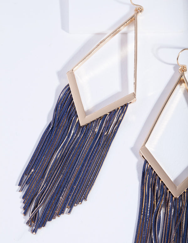 Gold Diamond Shape Snakechain Earrings