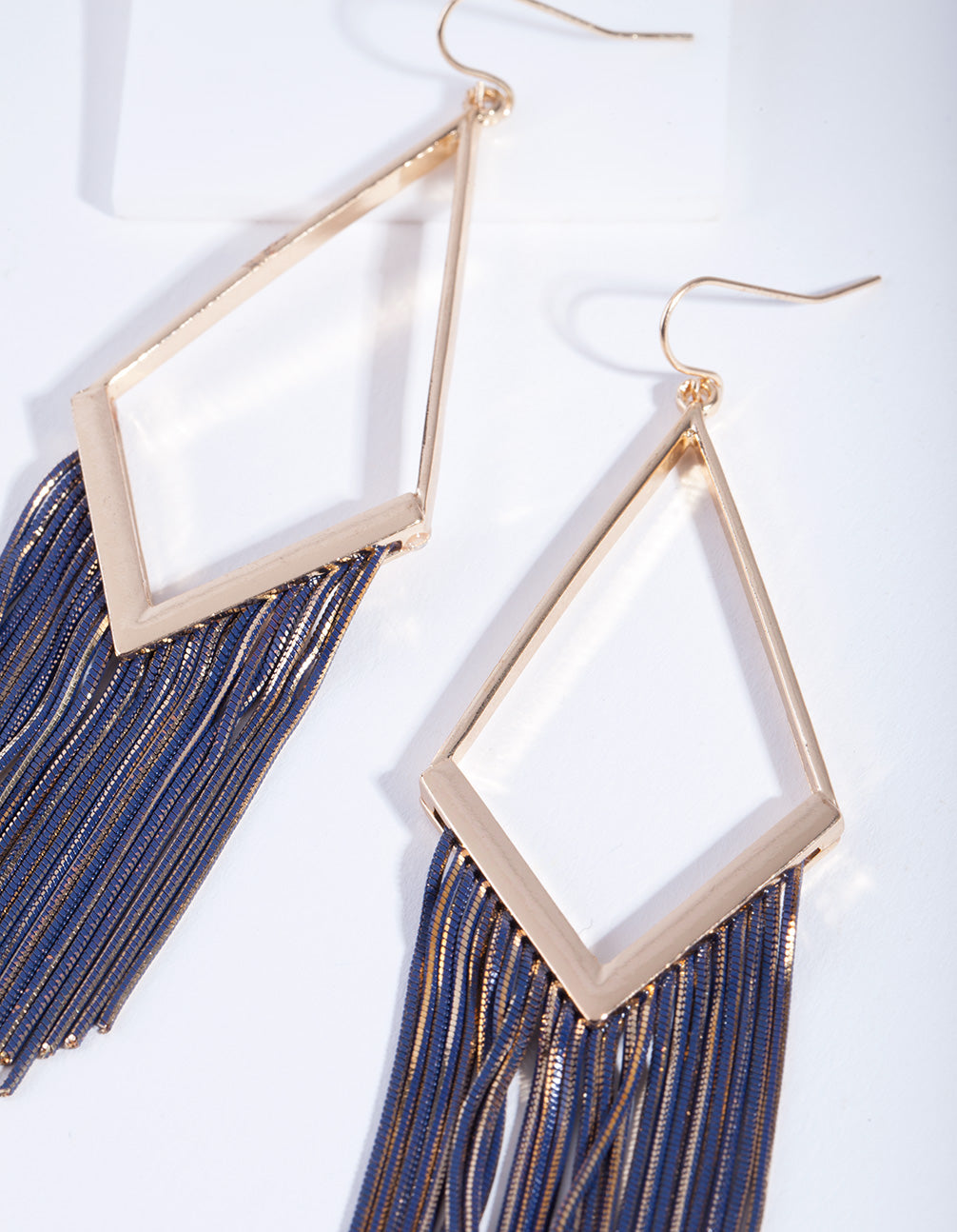 Gold Diamond Shape Snakechain Earrings