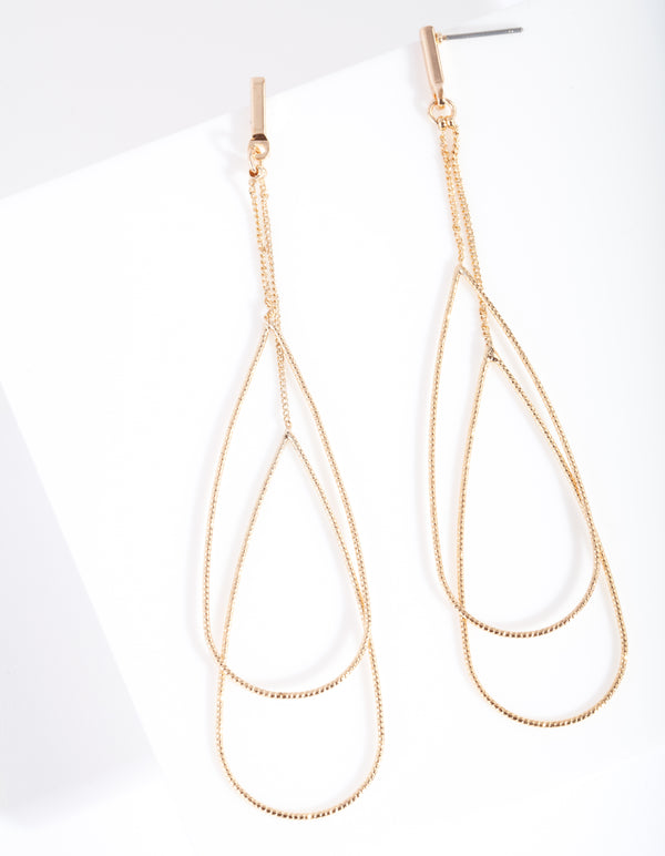 Gold Multi Layer Teardrop Earrings