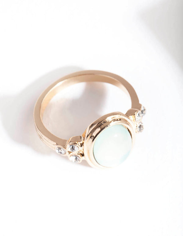 Gold Oval Diamante Ring