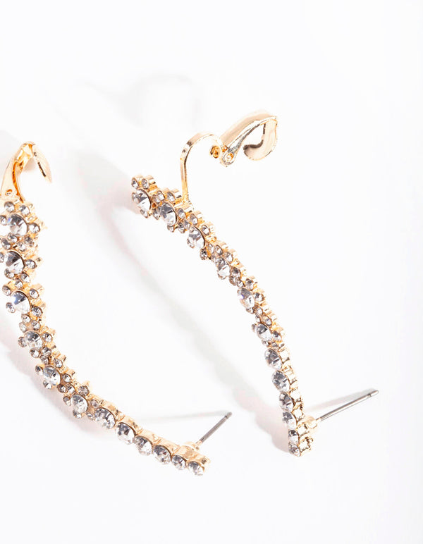 Gold Flower Double Cuff Earrings