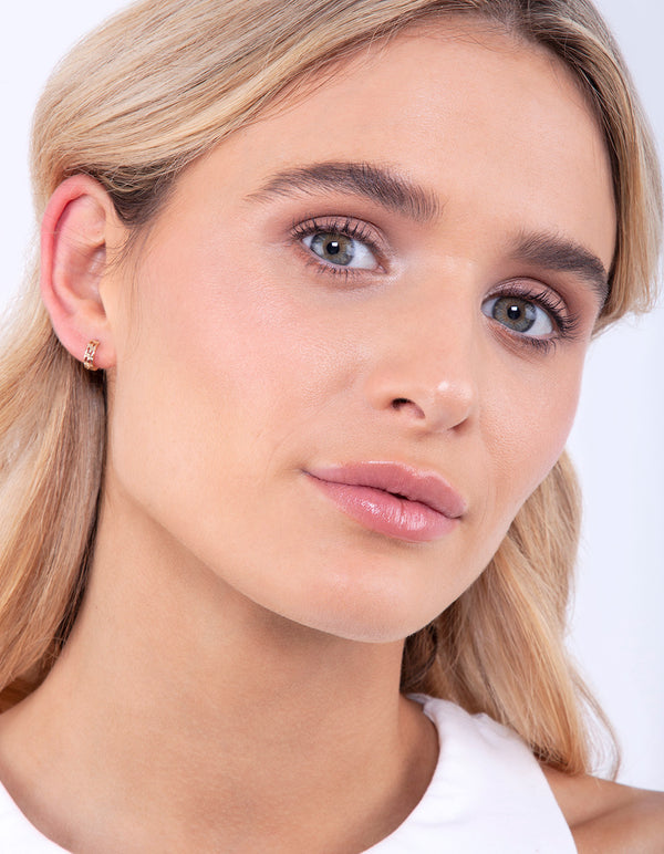 Gold Pattern Huggie Earrings