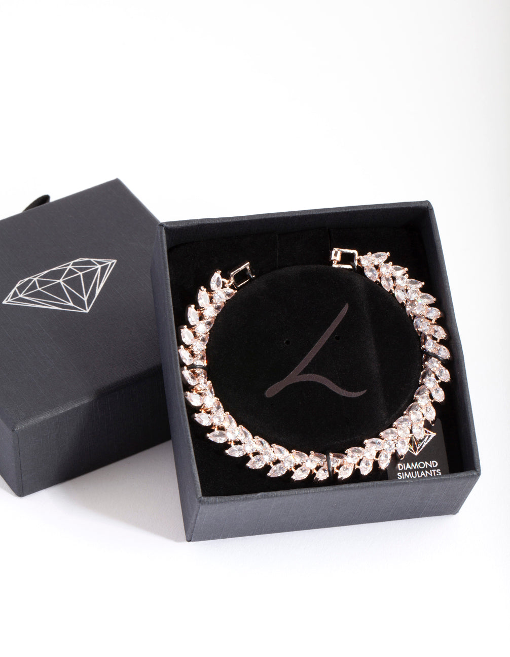 Rose Gold Diamond Simulant Petal Bracelet
