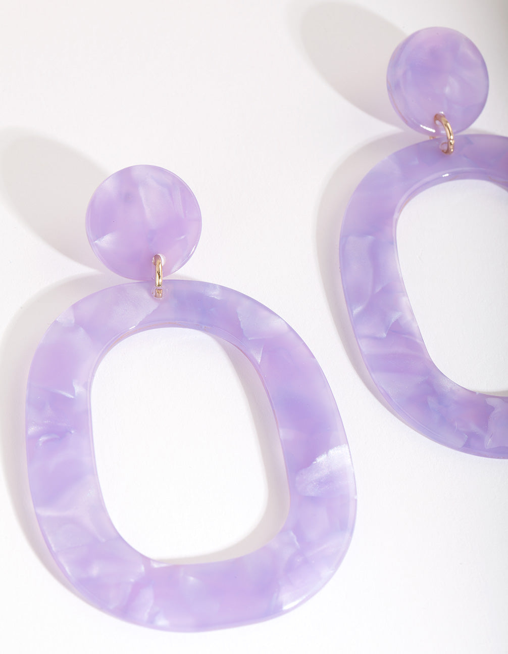Purple Acrylic Oval Drop Earrings