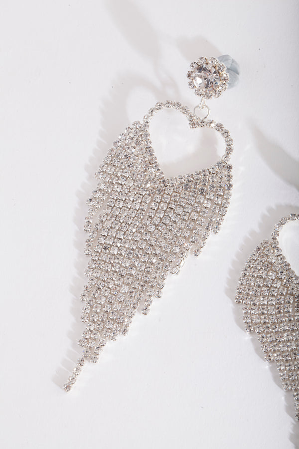 Silver Cupchain Heart Drop Earring