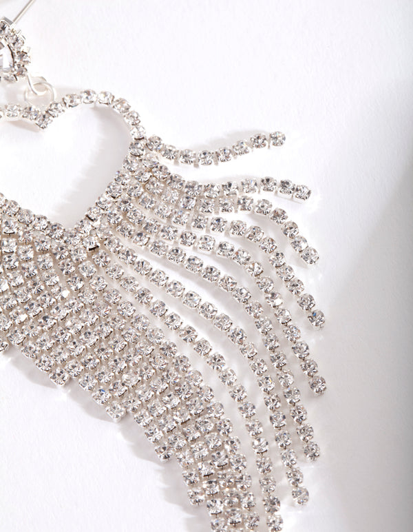 Silver Cupchain Heart Drop Earring