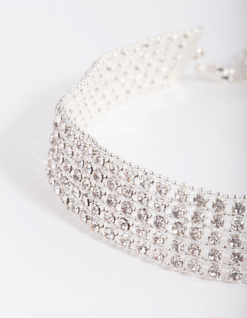 Silver Row Diamante Choker Lovisa