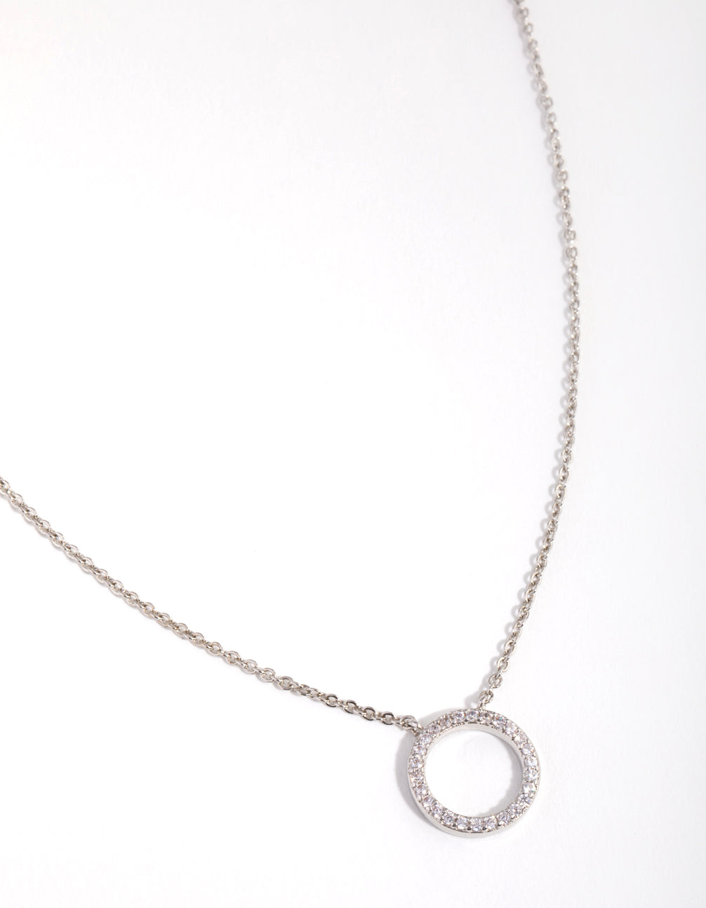 Silver Cubic Zirconia Open Circle Necklace