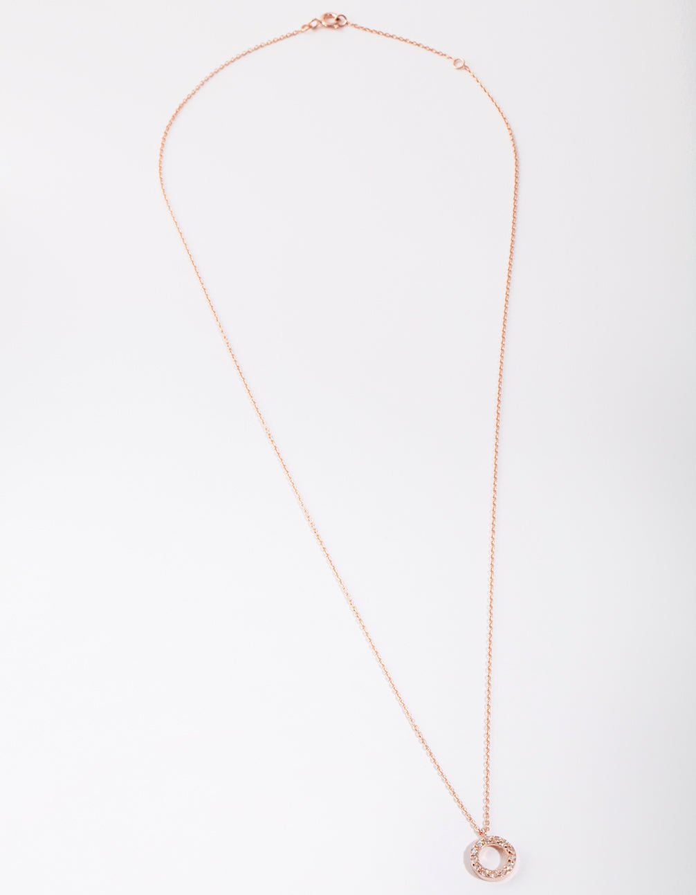 Rose Gold Plated Sterling Silver Cubic Zirconia Circle Necklace