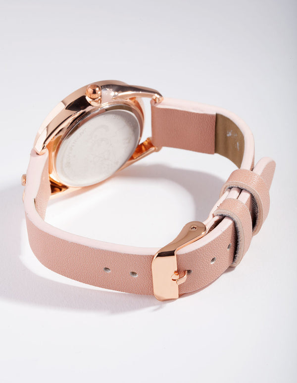 Rose Gold Bee PU Strap Watch