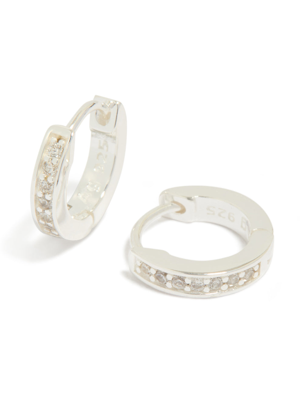 Sterling Silver Cubic Zirconia Huggie Earrings