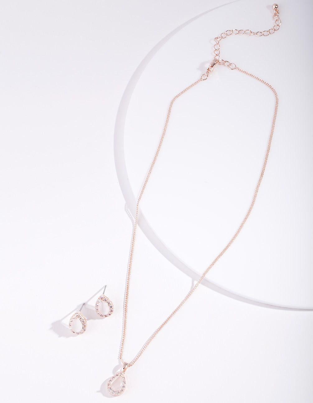 Rose Gold Diamond Simulant Floral Jewellery Set