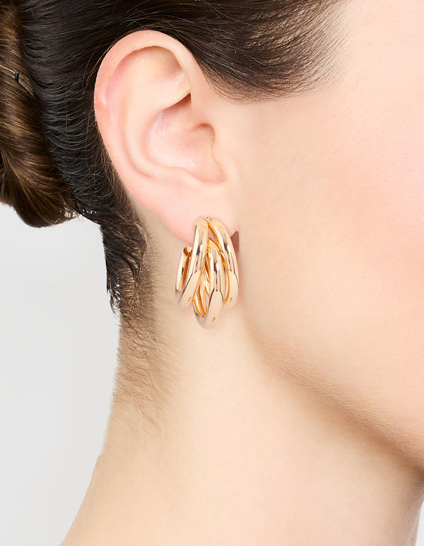 Gold Triple Polished Earrings