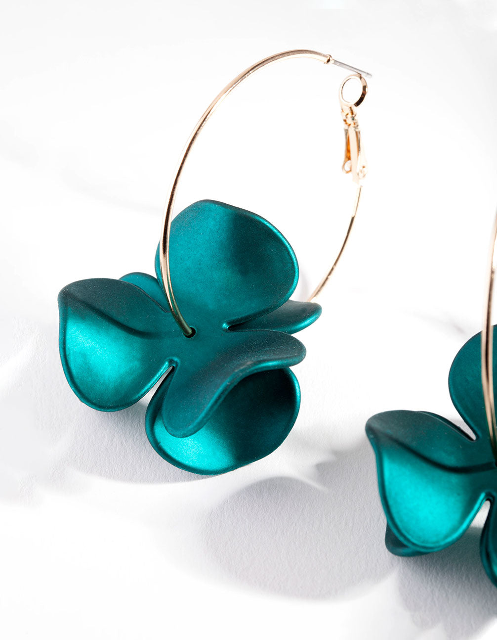 Green Flower Hoop Earrings