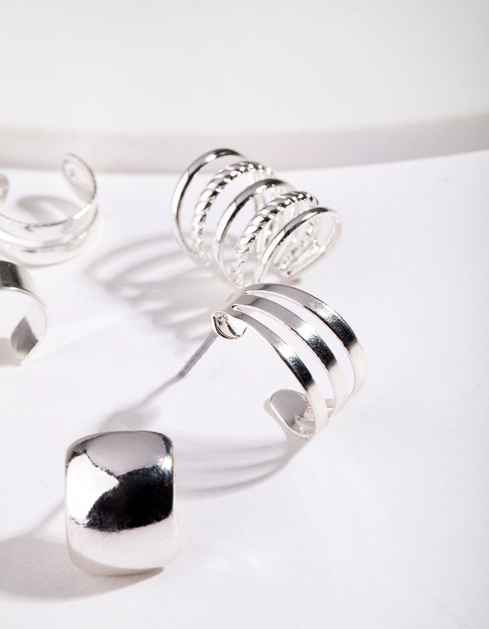 Silver Textured Ear Cuff Pack