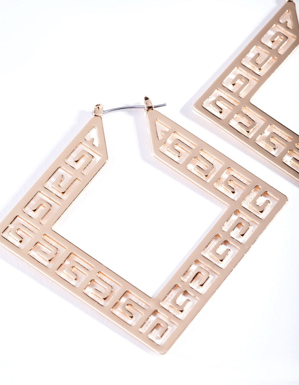 Gold Square Geometric Hoop Earrings