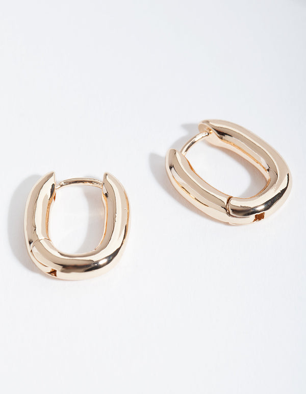 Gold Mini Square Huggie Earrings