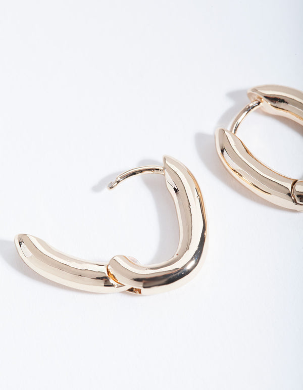 Gold Mini Square Huggie Earrings