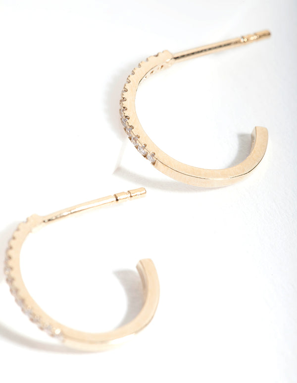 Gold Plated Sterling Silver Cubic Zirconia Circle Stud Earrings