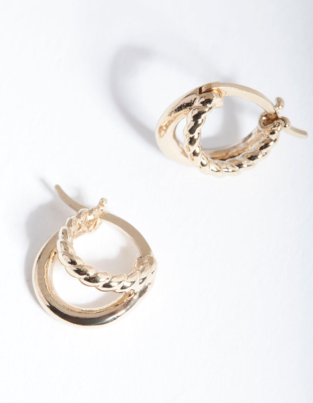 Gold Plated Sterling Silver Twisted Double Hoop Earrings