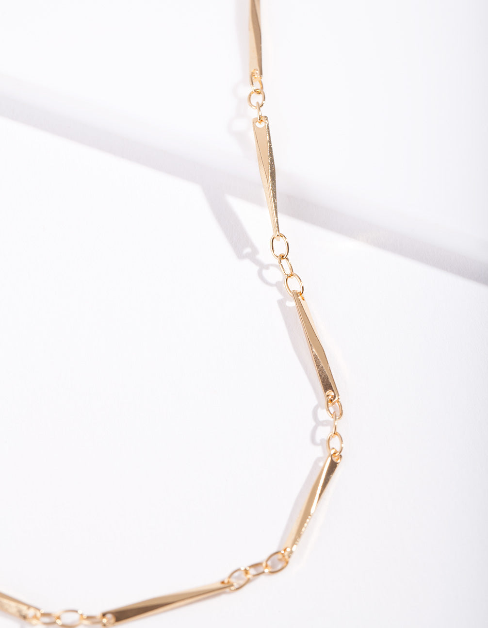 Gold Plated Long Rectangle Necklace
