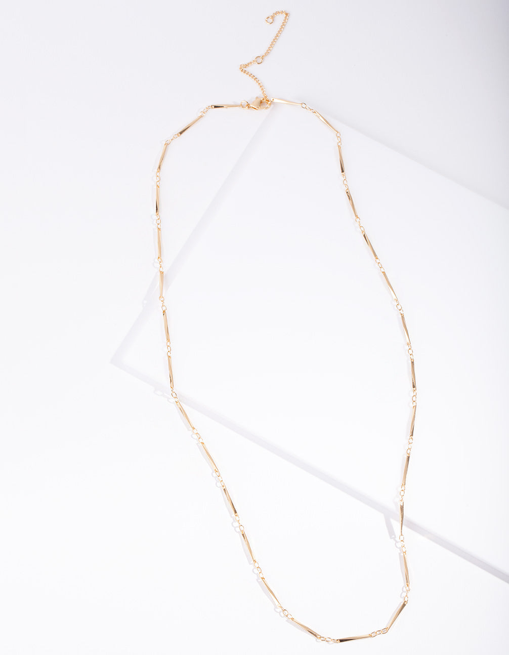Gold Plated Long Rectangle Necklace