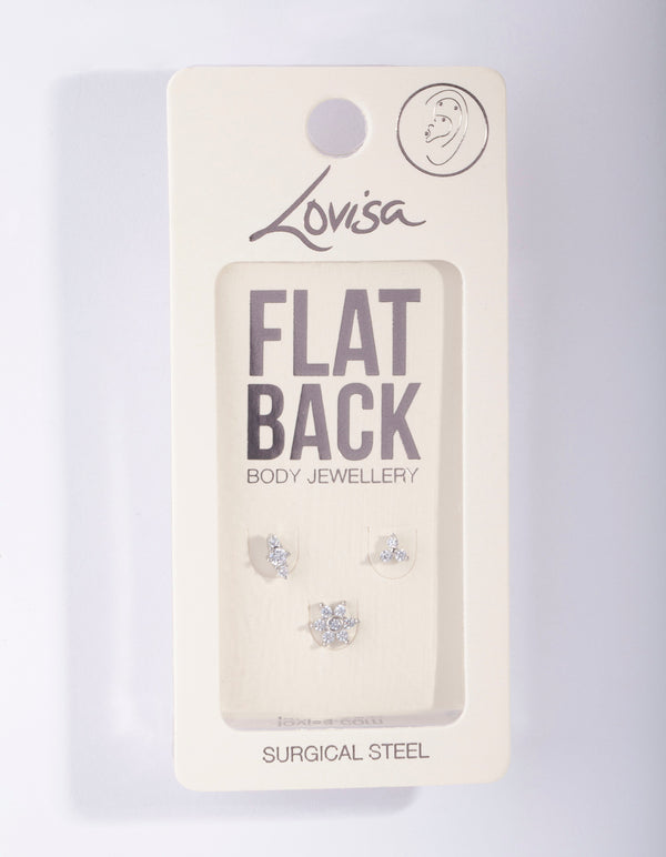 Surgical Steel Floral Flat Back Pack