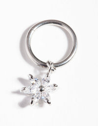 Surgical Steel Cubic Zirconia Flower Charm Clicker - link has visual effect only