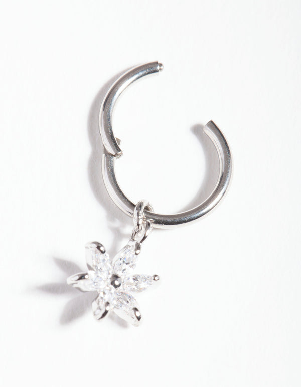 Surgical Steel Cubic Zirconia Flower Charm Clicker