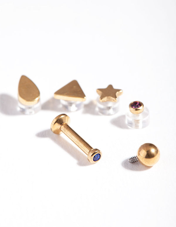 Gold Plated Surgical Steel Mixed Barbell Earrings