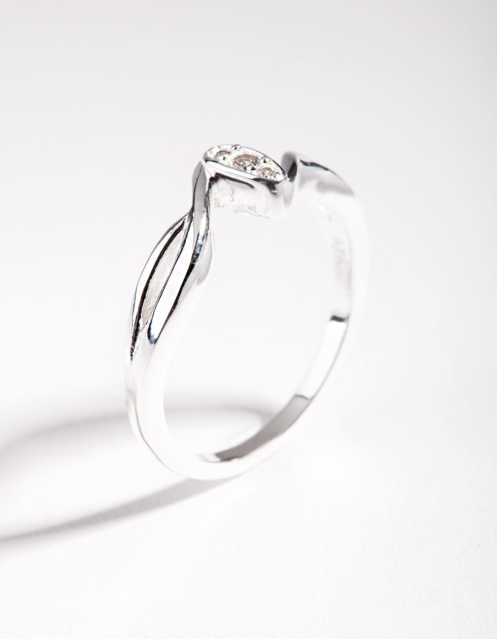 Sterling Silver Cubic Zirconia Pave Wave Ring
