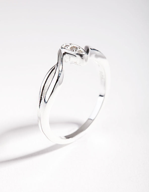 Sterling Silver Cubic Zirconia Pave Wave Ring