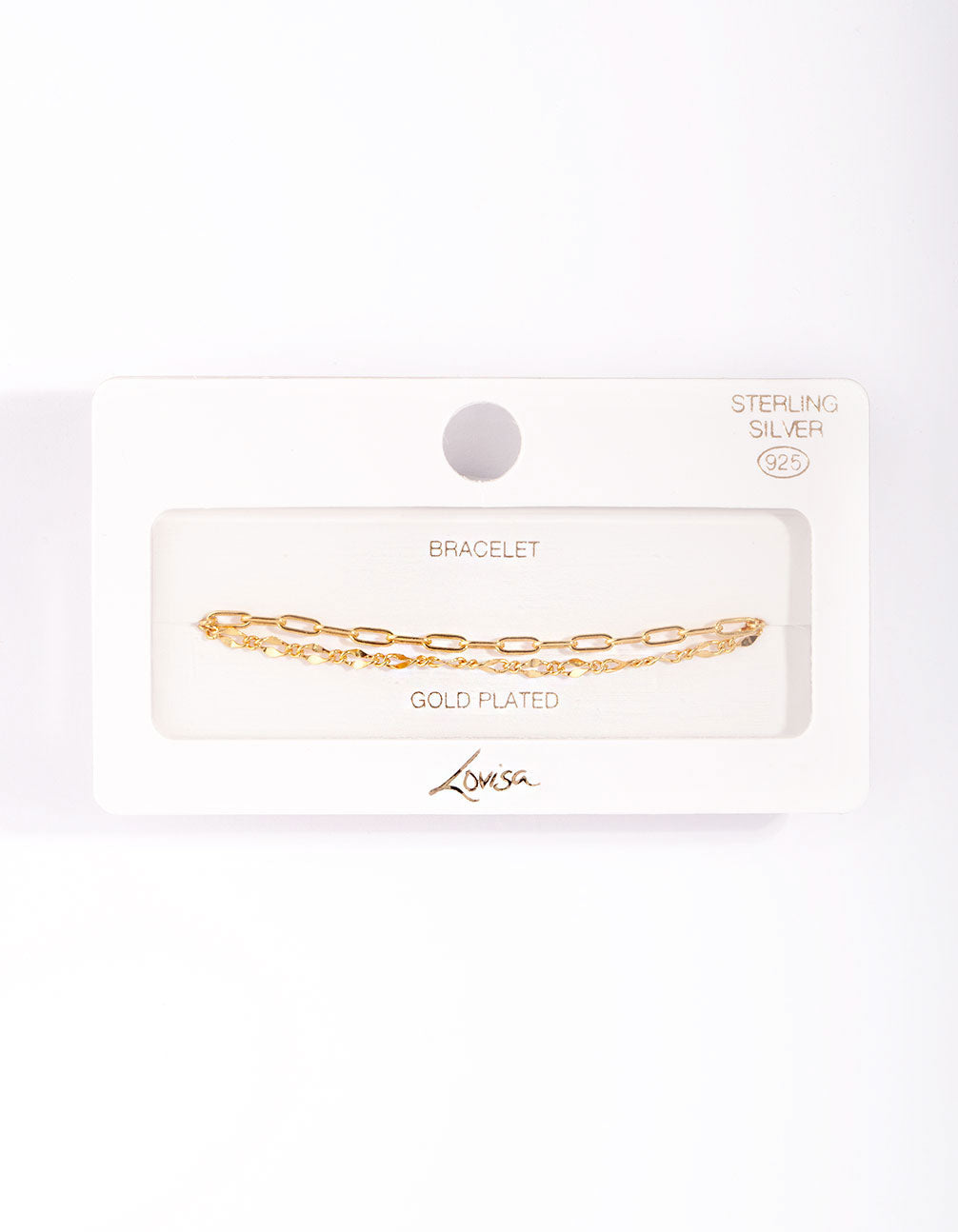 Gold Plated Sterling Silver Mixed Chain Double Row Bracelet
