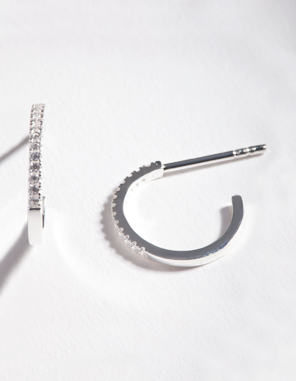 Sterling Silver Cubic Zirconia Fine Open Hoop Earrings